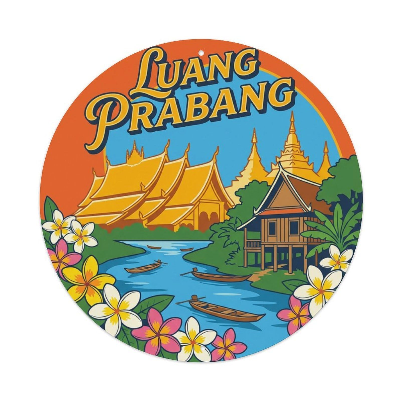 Travel Retro Laos Luang Prabang Metal Tin Sign