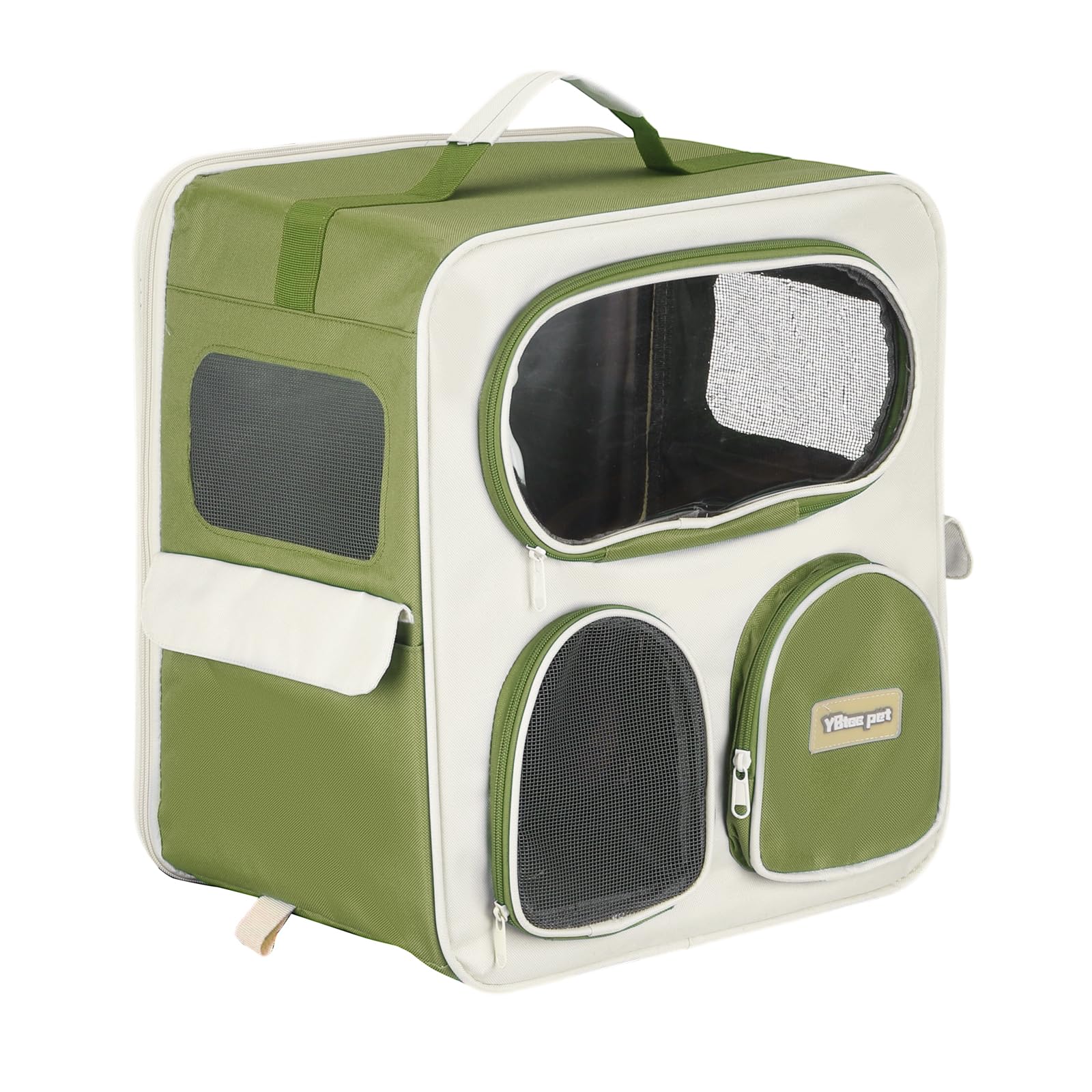 sourcing map Pet Backpack Carrier, Portable and Ventilated, Nylon Dogs Cats and Small Animals Travel Bag 14.96", (Green, 1 Pcs), Intended for Hiking/Camping/Traveling