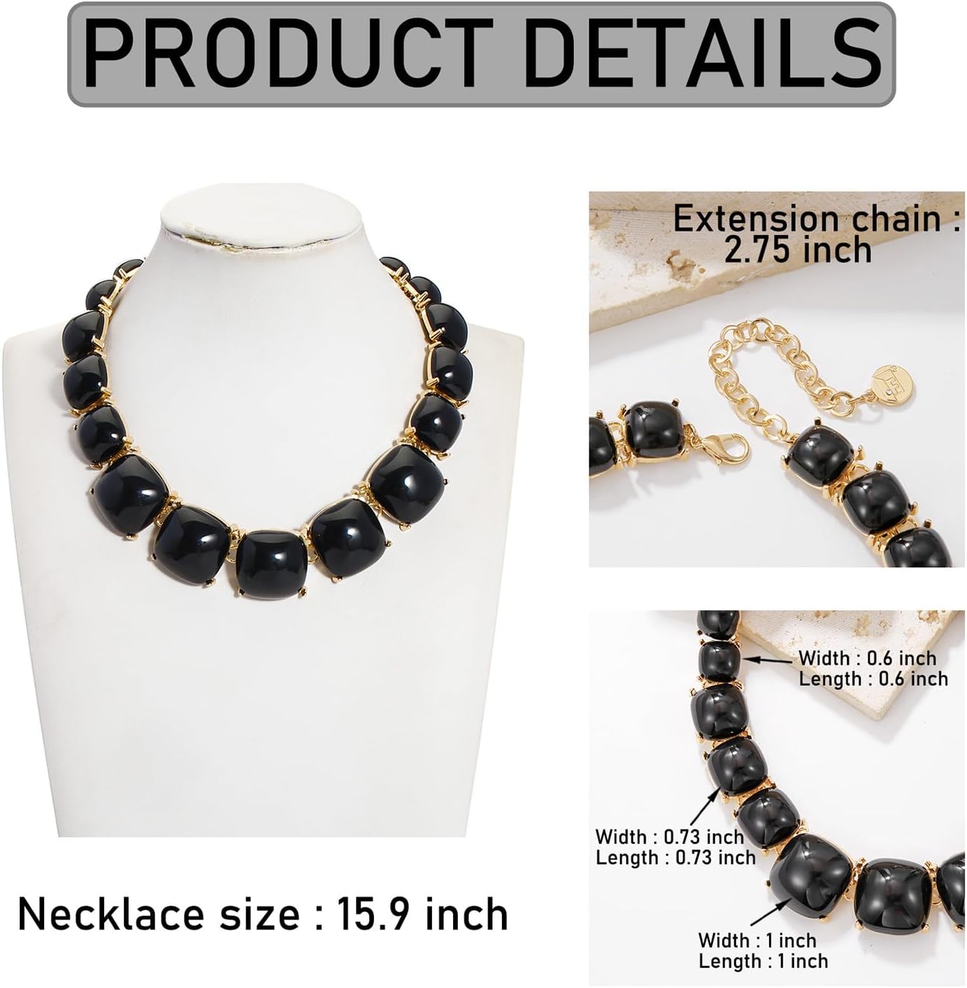 Firstmeet Vintage Resin Rhinestone Necklace Semicircular Elegant Crystal Collar for Women - Image 6