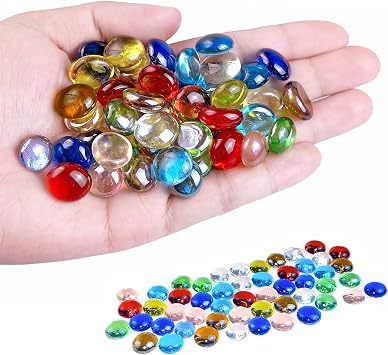 KINGOU 50 pcs استبدال أحجار المنقلة مختلطة الملونة الزجاج المسطح الحصى/الخرز/الأحجار الكريمة للألعاب 12-15 mm