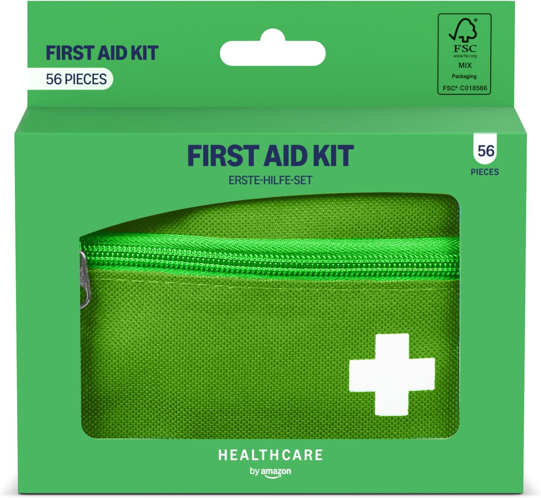 Healthcare by Amazon First Aid Kit, 56 Pieces, Green (Previously a Amazon Basic Care brand, same product)