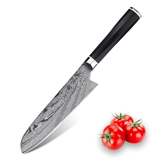 Wakoli Damascus Chef knife extremely sharp 6.5-inch blade made of 73 layers genuine Japanese Damascus steel with G10 handle, Wakoli Kumo Series