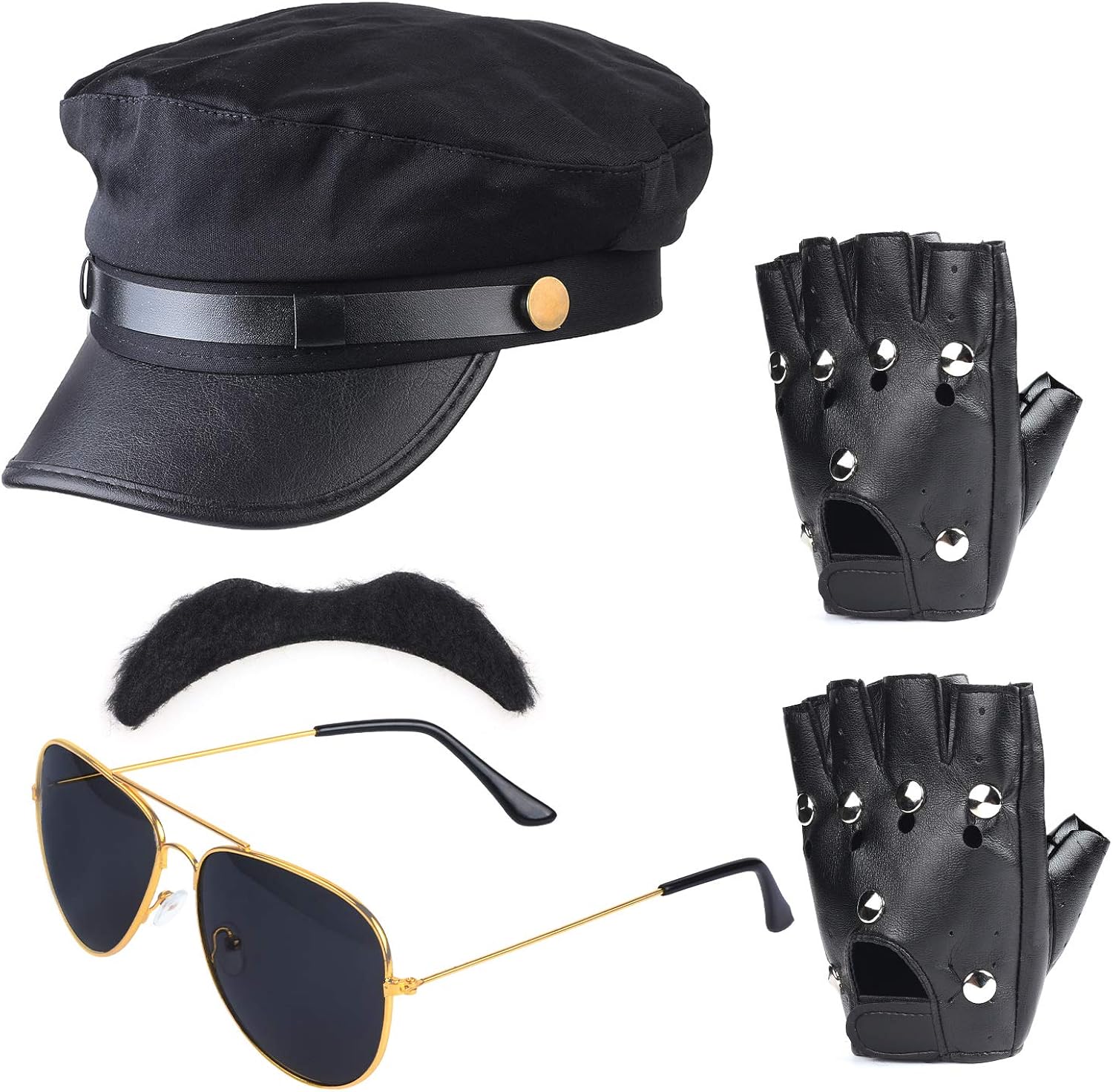 Beefunny Chauffeur Costume Limo Taxi Driver Hat Gloves Set (B) : Clothing, Shoes & Jewelry