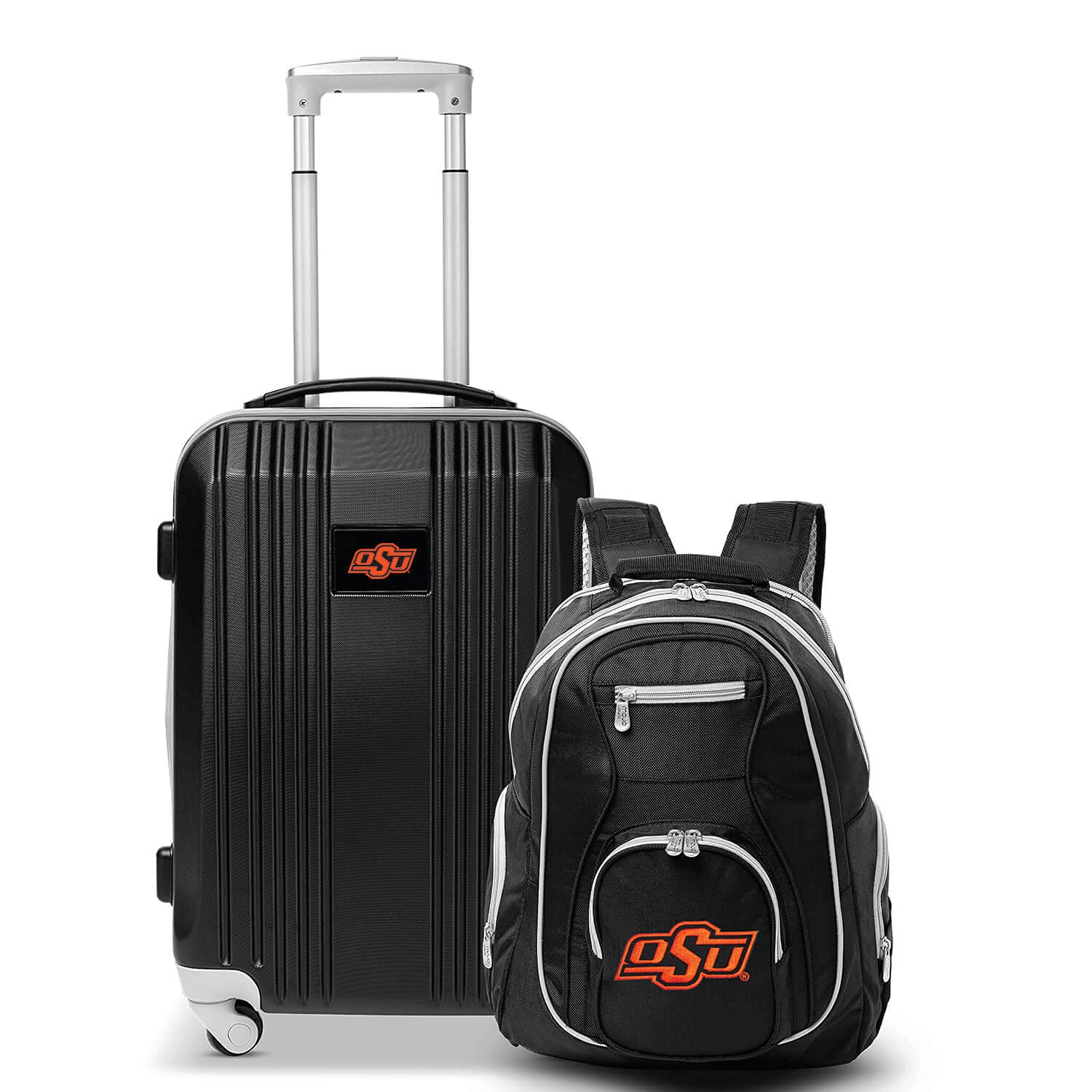 Denco Oklahoma State University Cowboys 2-Piece Luggage Set, Includes 21-inch Two-Tone Hardcase Spinner and 19