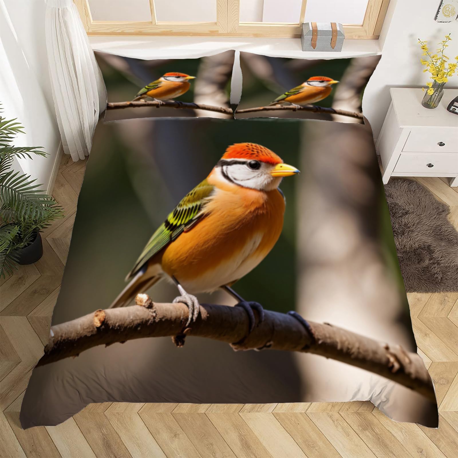 Parure de lit 240x260 oiseaux microfibre pour en finir avec le repassage