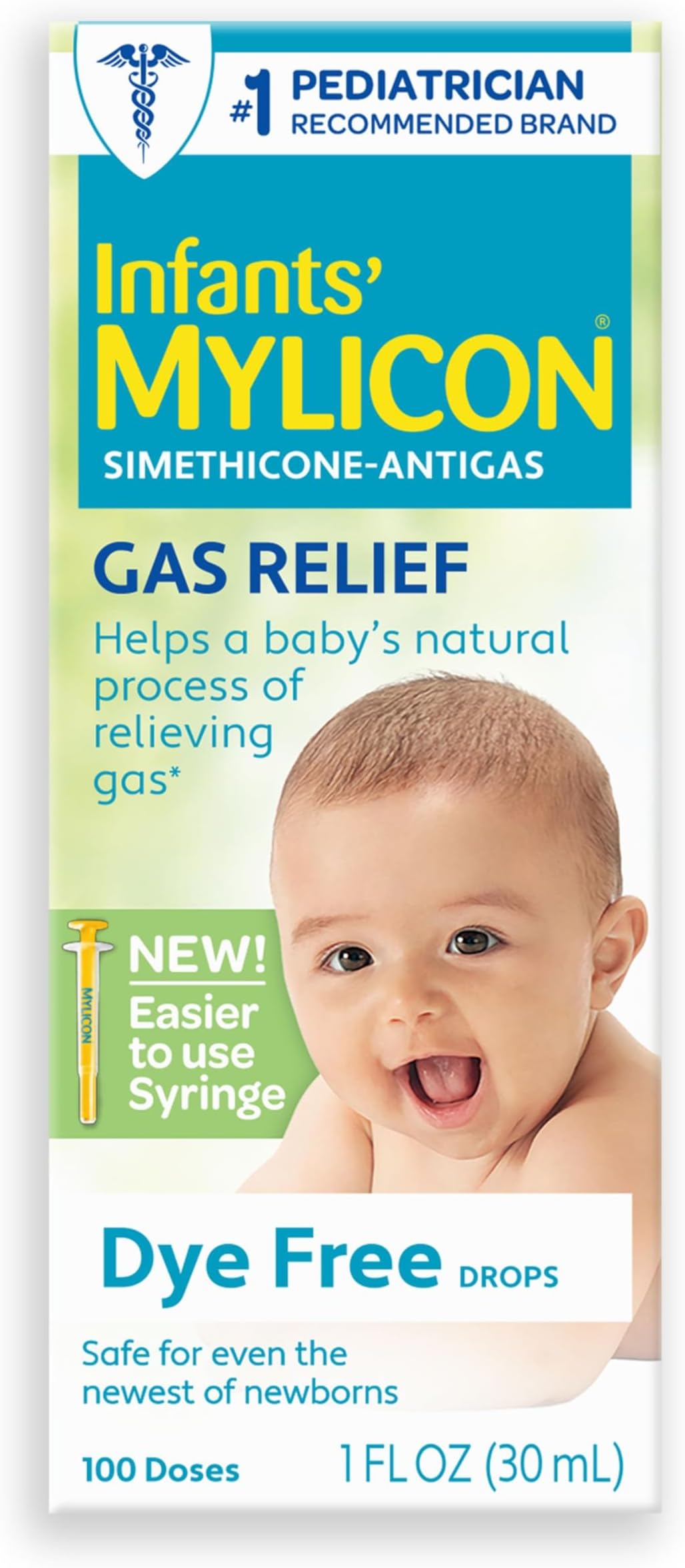 MYLICON Gas Relief Drops for Infants and Babies, Dye Free Formula, 1 Fluid Ounce (Updated Syringe)
