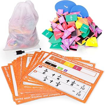 abcxgood Magnetic Fraction Tiles & Fraction Circles Activity Set Montessori Magnetic Book Fraction Puzzle for Children Math Manipulatives for Elementary School Students Homeschool Supplies Grade