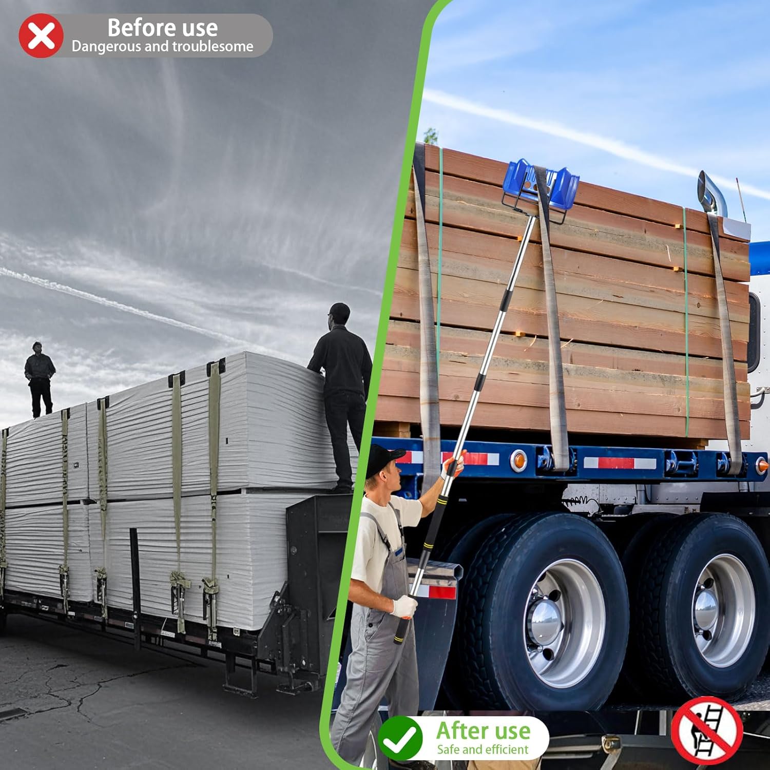 Edge Corner Protector Pole, Corner Protector Extension for Flatbed Truck Adjustable Handle and Thickened Stainless Steel 4.2-10.5ft