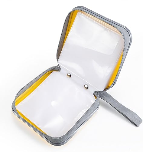 Miniatura 67 de Funda para DVD/CD, soporte portátil de capacidad para 48 - Organizador de cartera de almacenamiento de plástico duro para automóvil (morado)