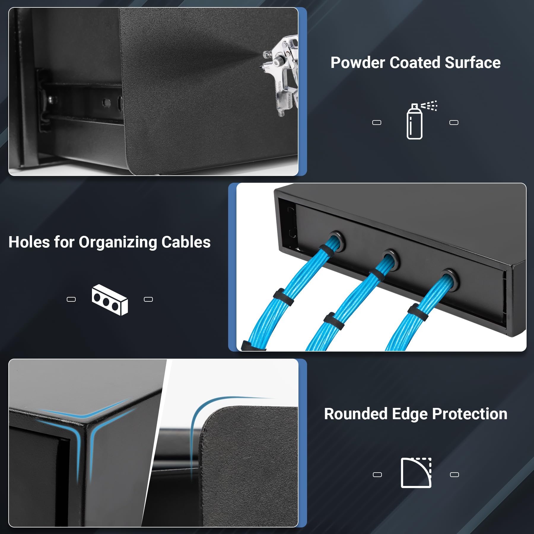 Cassetto per montaggio su rack 2U con serratura a combinazione e cuscinetto in schiuma, cassetto di bloccaggio verniciato a polvere per apparecchiature di rete da 19", server/DJ/AV, armadi