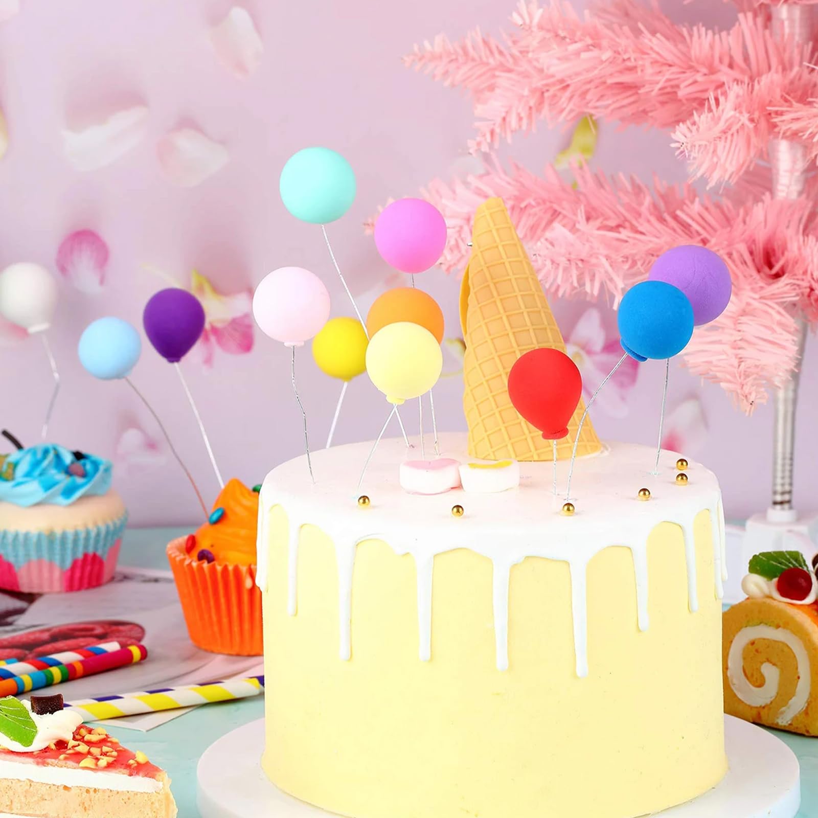 Mini palline colorate Cake Topper decorazioni per torte fai da te per anniversario di matrimonio Baby Shower festa di compleanno decorazione per torte  15