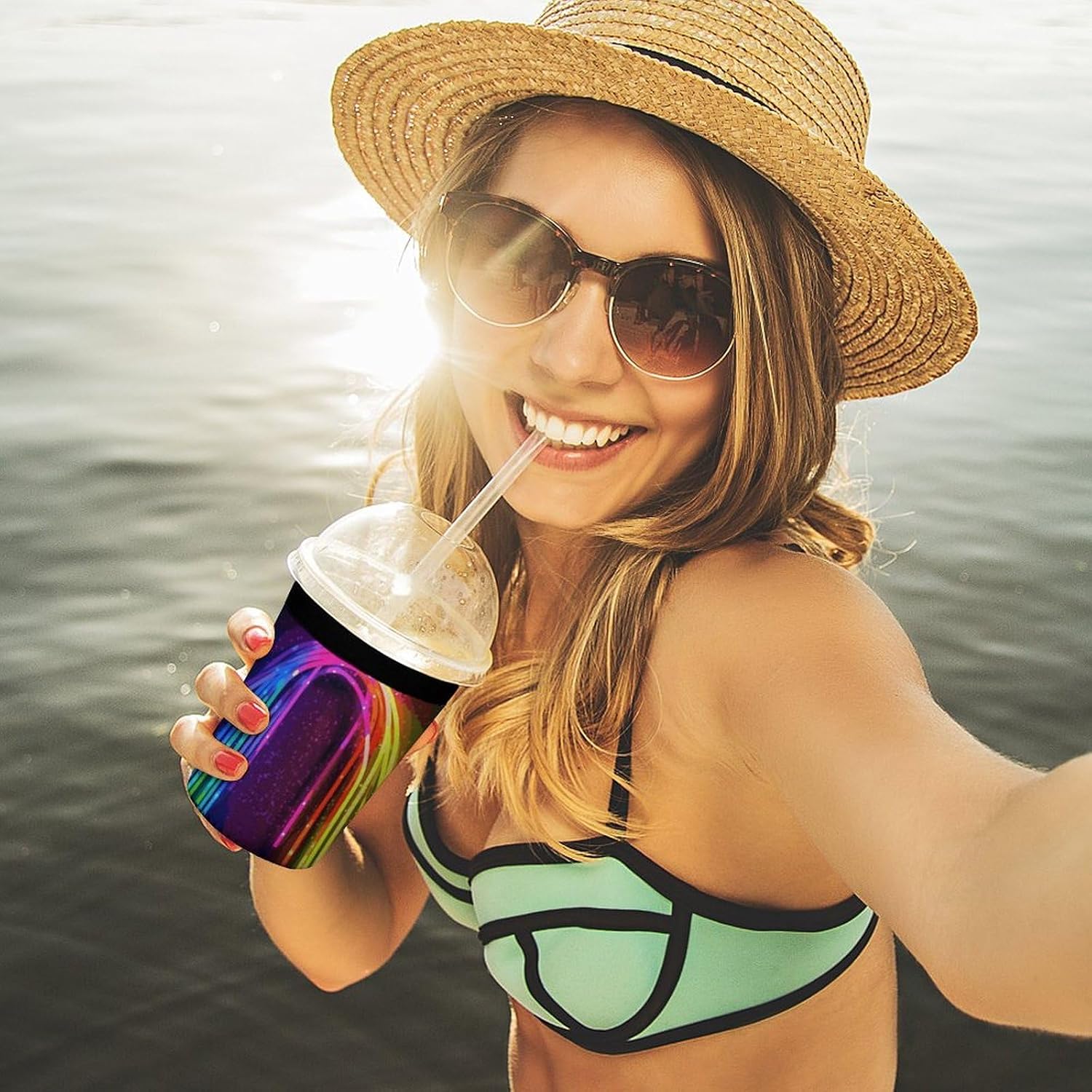3 Pack Neoprene Cup Sleeves, Stretchy Reusable Drink Cup Cover Universal