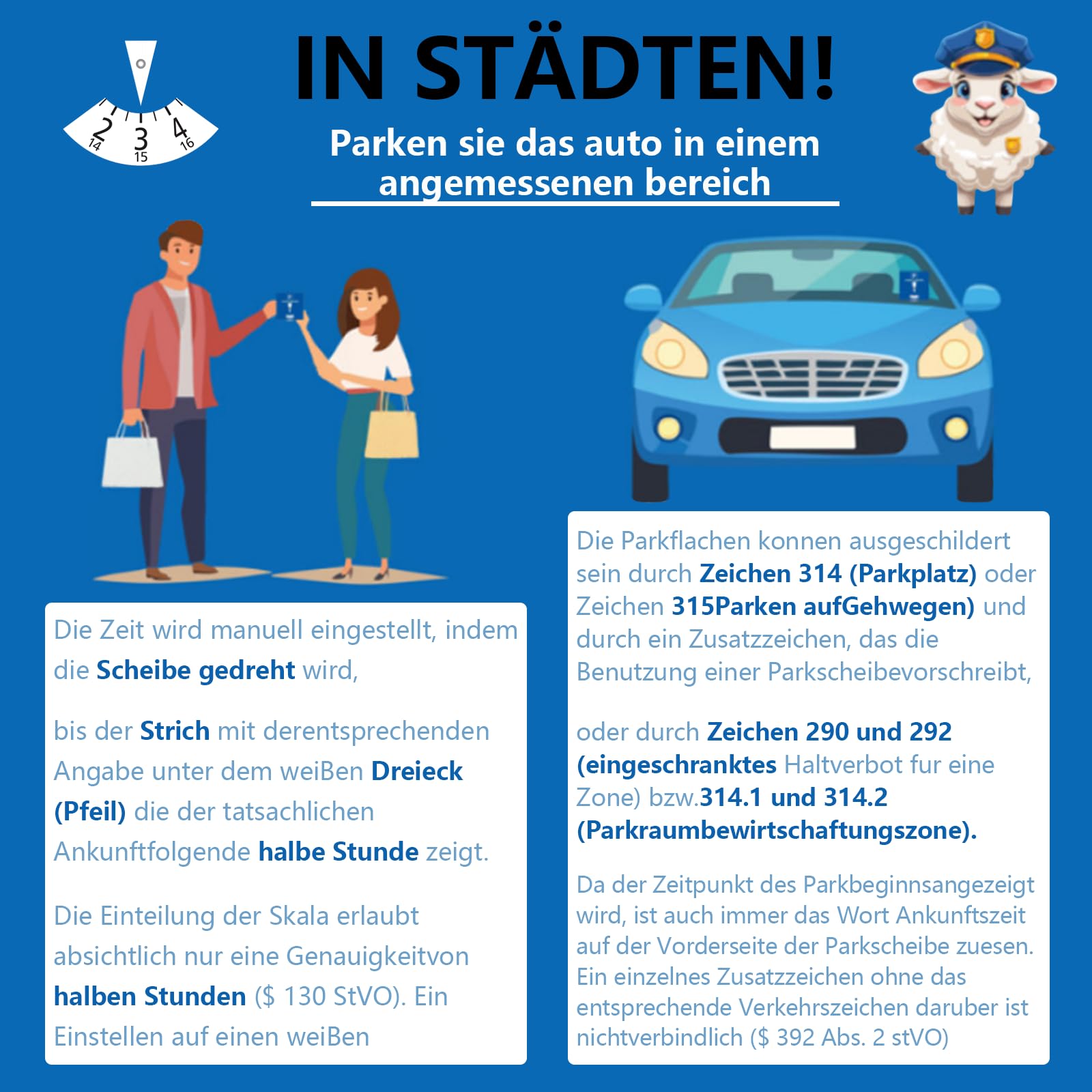 kinoco Parkscheibe aus Pappe, StVO-konform, 11x15 cm - Umweltfreundlich & strapazierfähig für Auto, LKW, Wohnmobile