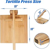 Vista 3 de Prensa de tortilla de madera – 10 pulgadas Roti Pataconera Tortilla Quesadilla Maker Harina Masa Prensa para Quesadillas Caseras Tortillas Tostones