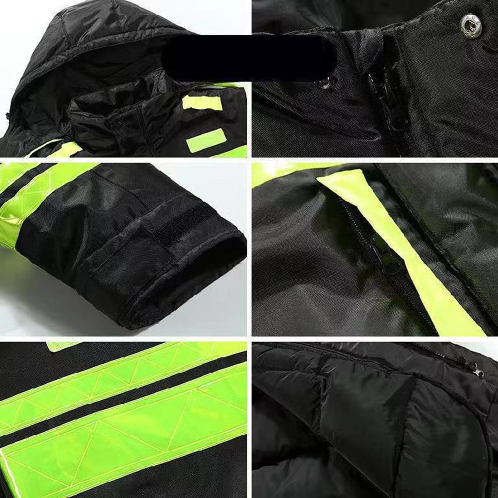 Baoblaze Chaqueta de seguridad de invierno, chubasquero cálido con forro desmontable, chaqueta de trabajo reflectante, abrigo de construcción para bicicleta de, l