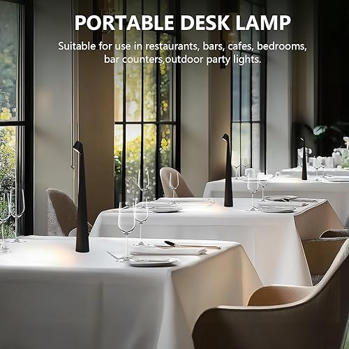 Miniatura 3 de Lámpara de mesa LED portátil de 3 niveles de brillo, batería recargable de hasta 48 horas de uso, luz nocturna para guardería, lámpara de mesita de