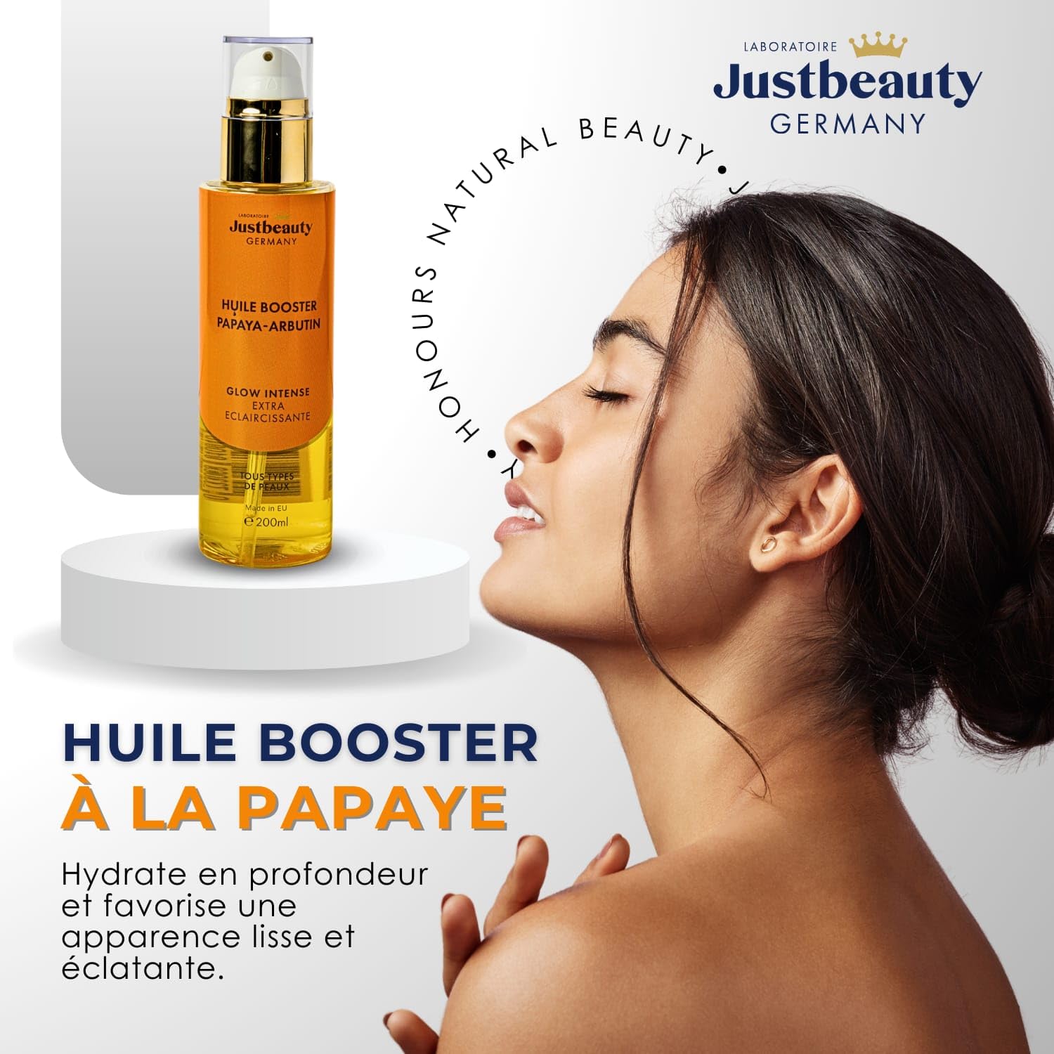 HUILE BOOSTER PERLE RARE PAPAPAYA – ARBUTIN Lussuoso olio per viso e corpo – Carnagione radiosa, idratazione intensa, contro macchie di pigmento, 200 ml