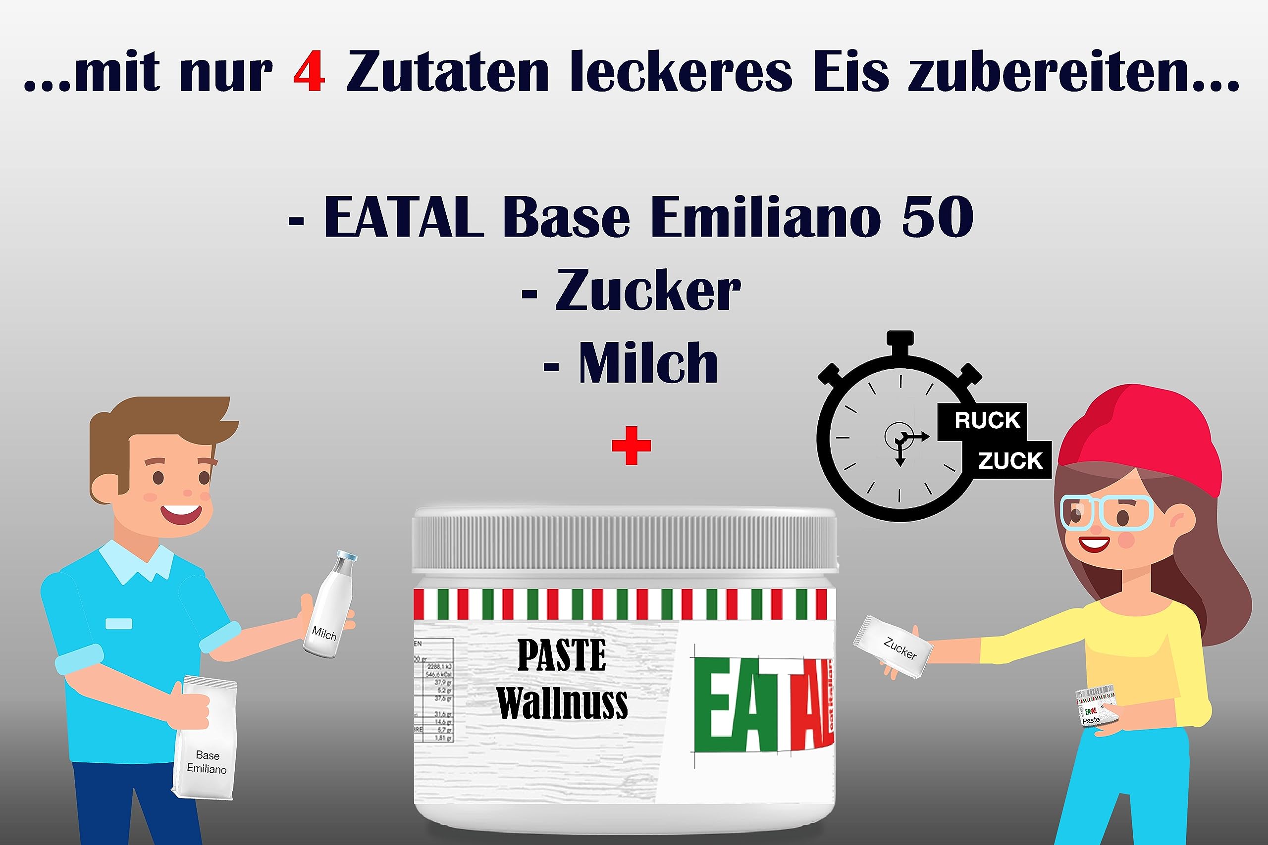 EATAL Eispaste 100% WALLNUSS - Eisaroma - Aromapaste | mit nur 4 Zutaten leckeres Eis zubereiten | 300 g