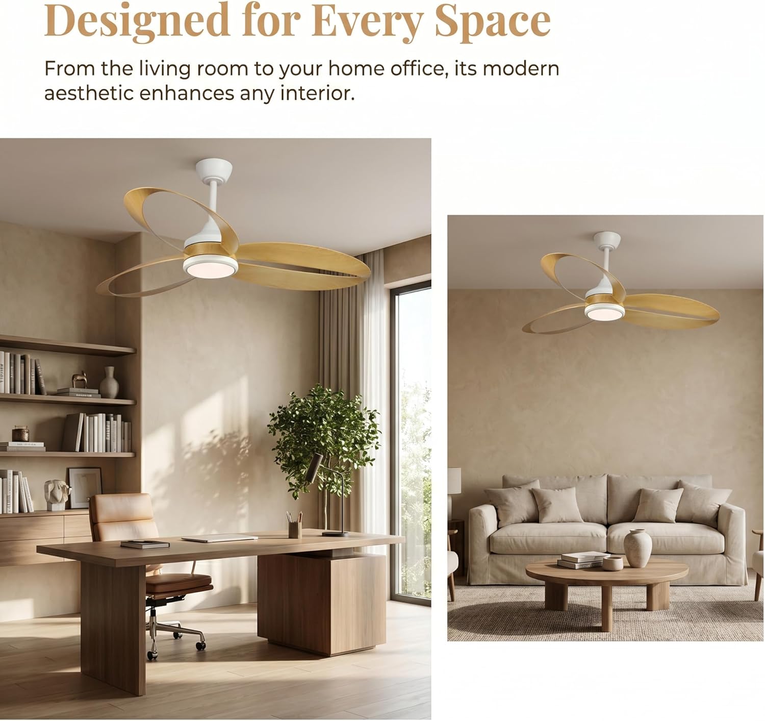 42 Inch Ceiling Fan with Light, Low Profile Flush Mount, Quiet DC Motor, Remote Control, 3 Color Temperatures Dimmable LED, Reversible, ABS Blades, for Bedroom Living Room Kitchen