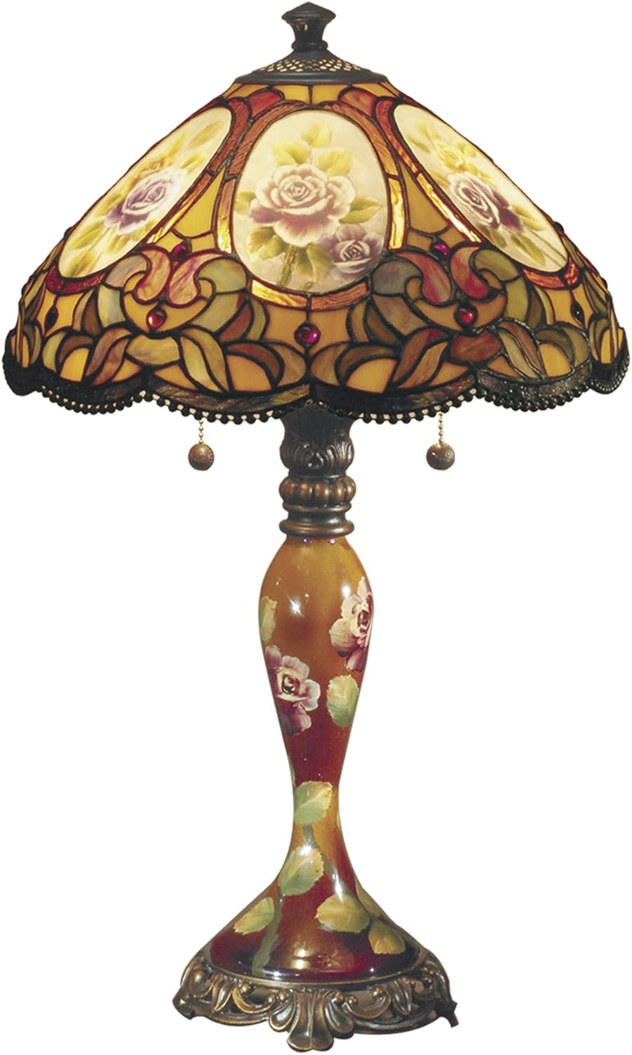 Dale Tiffany TT101164 Scoville Table Lamp, Antique Golden Sand and Art Glass/Handpainted Shade