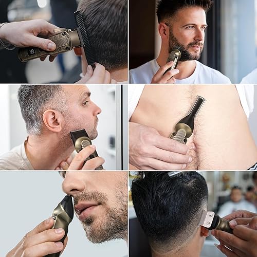 Miniatura 7 de Cortadora de pelo profesional para hombres, kit de corte de barba para hombre, recortadora de pelo, afeitadora inalámbrica de peluquería y