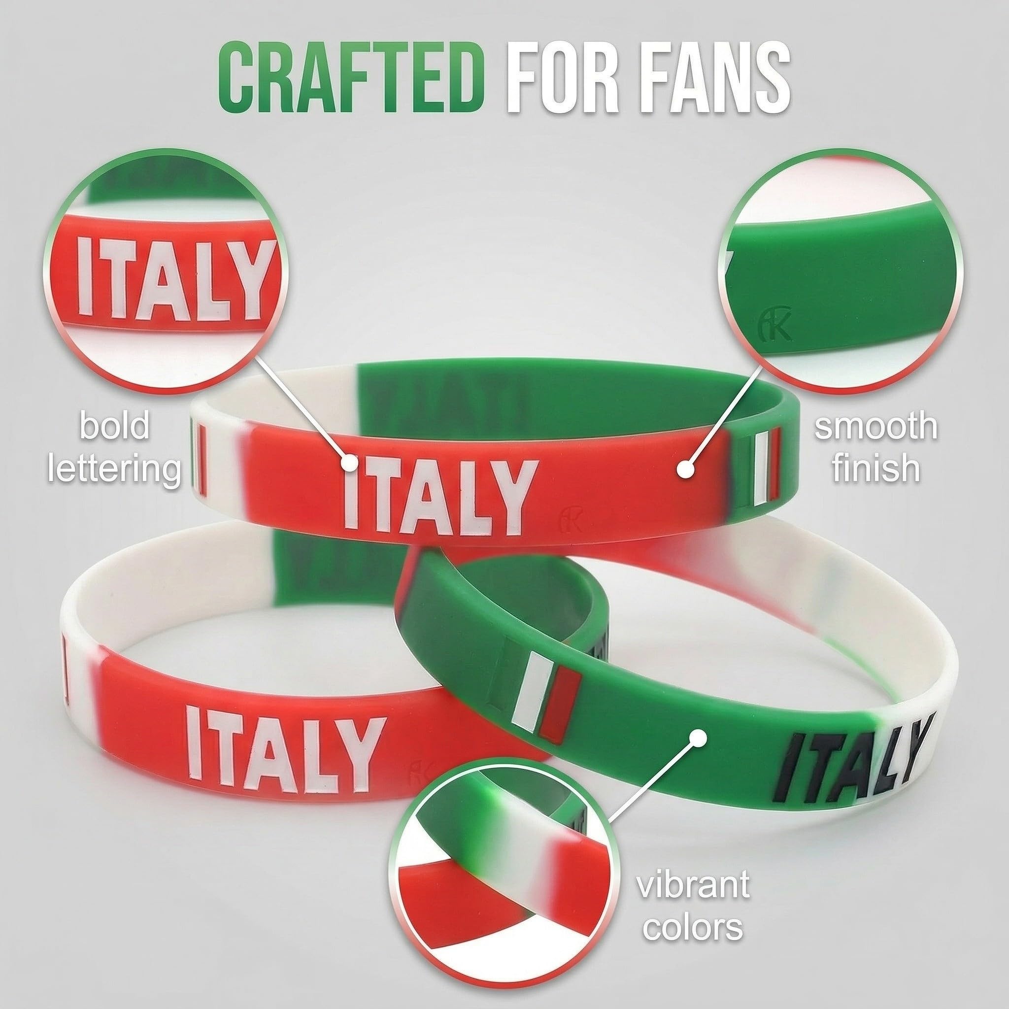 Lot de 3 Bracelets Italie en Silicone Bleu, Accessoire Supporter pour Football et Événements Sportifs, Bracelet Élastique 20cm Unisexe pour Homme et Femme