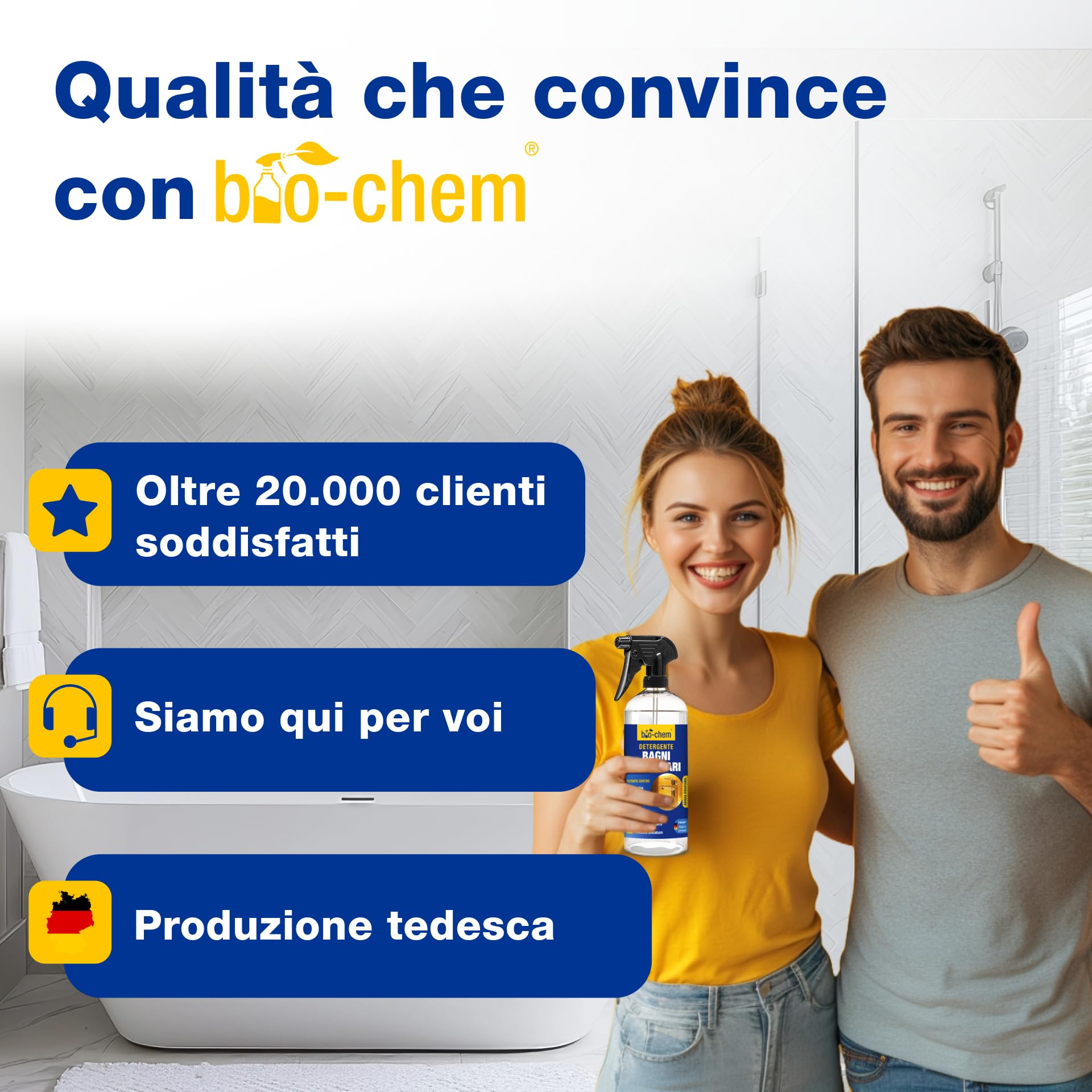 bio-chem Detergente per bagno e toilette anticalcare 5L | Prodotto per la pulizia di doccia, lavandino e WC - Detergente anticalcare e antimuffa per il bagno