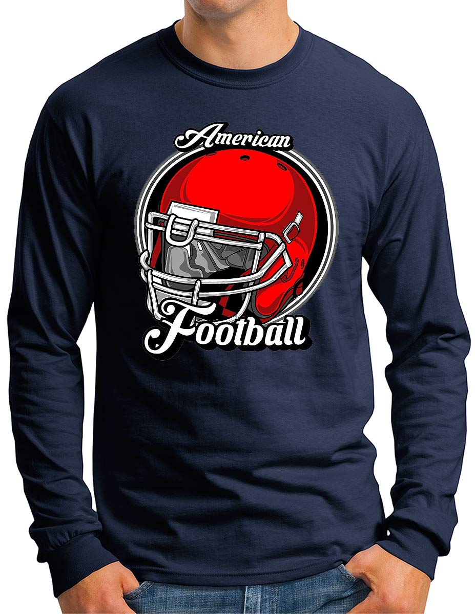 T-shirt football américain de qualité supérieure manches longues OM3 bleu marine
