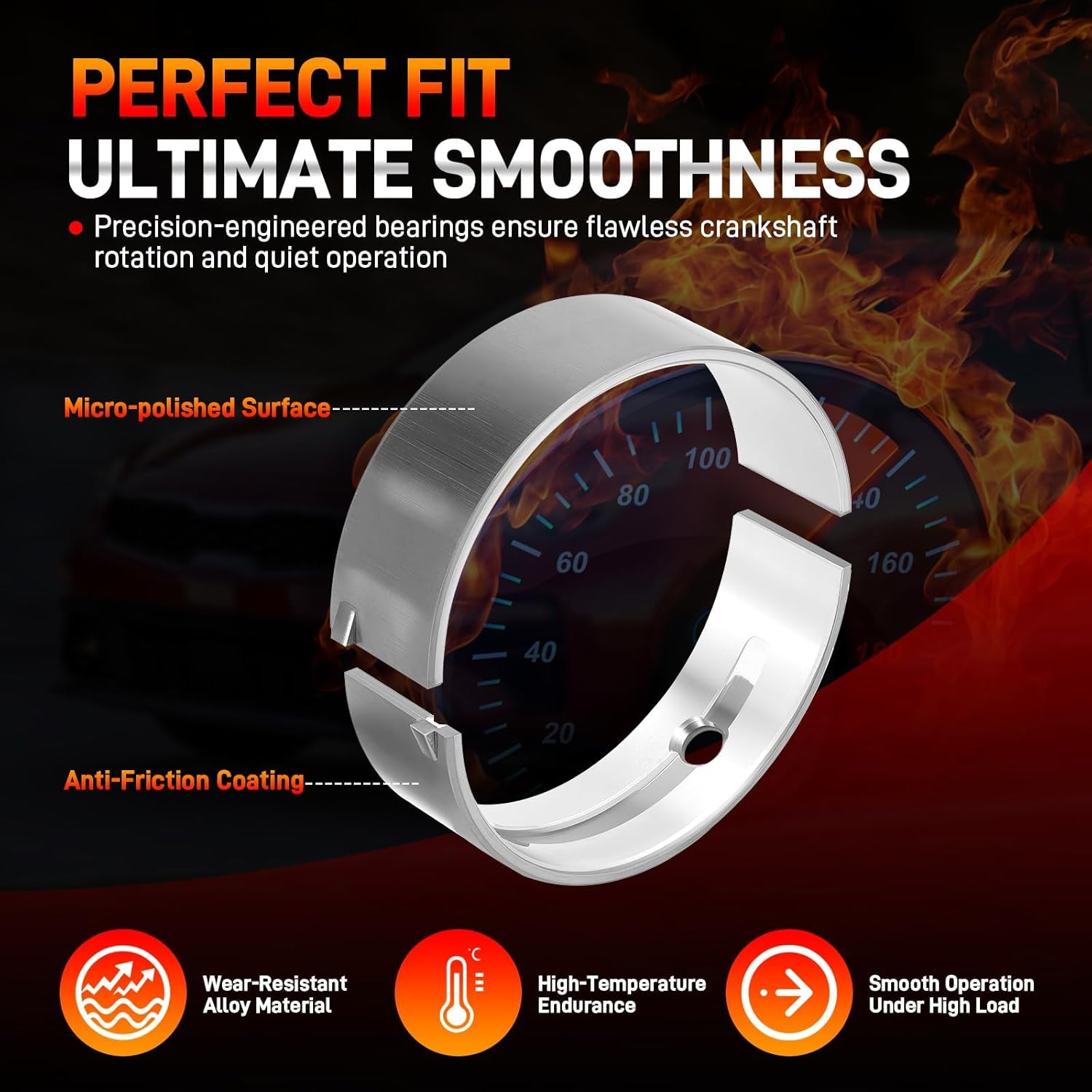 Engine Crankshaft Connecting Rod Bearings Kit Compatible with Kia Forte 2.0L 2017-2021, Hyundai Elantra Kona Veloster 2.0L 2016-2021, Replace# 23110-2E510 23110-2E501 23510-2E001 23510-2E460