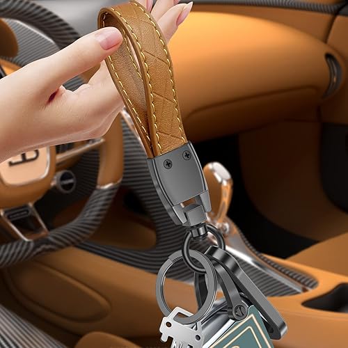 Miniatura 5 de Idakekiy Llavero de cuero de microfibra con 4 llaveros giratorio de 360 grados, organizador universal para llavero