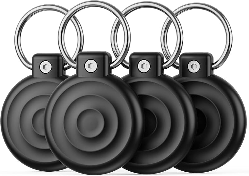Capa com Trava de Segurança para Apple AirTag DDJ, Estojo Rígido à Prova d’Água IPX8, Preto, Kit com 4