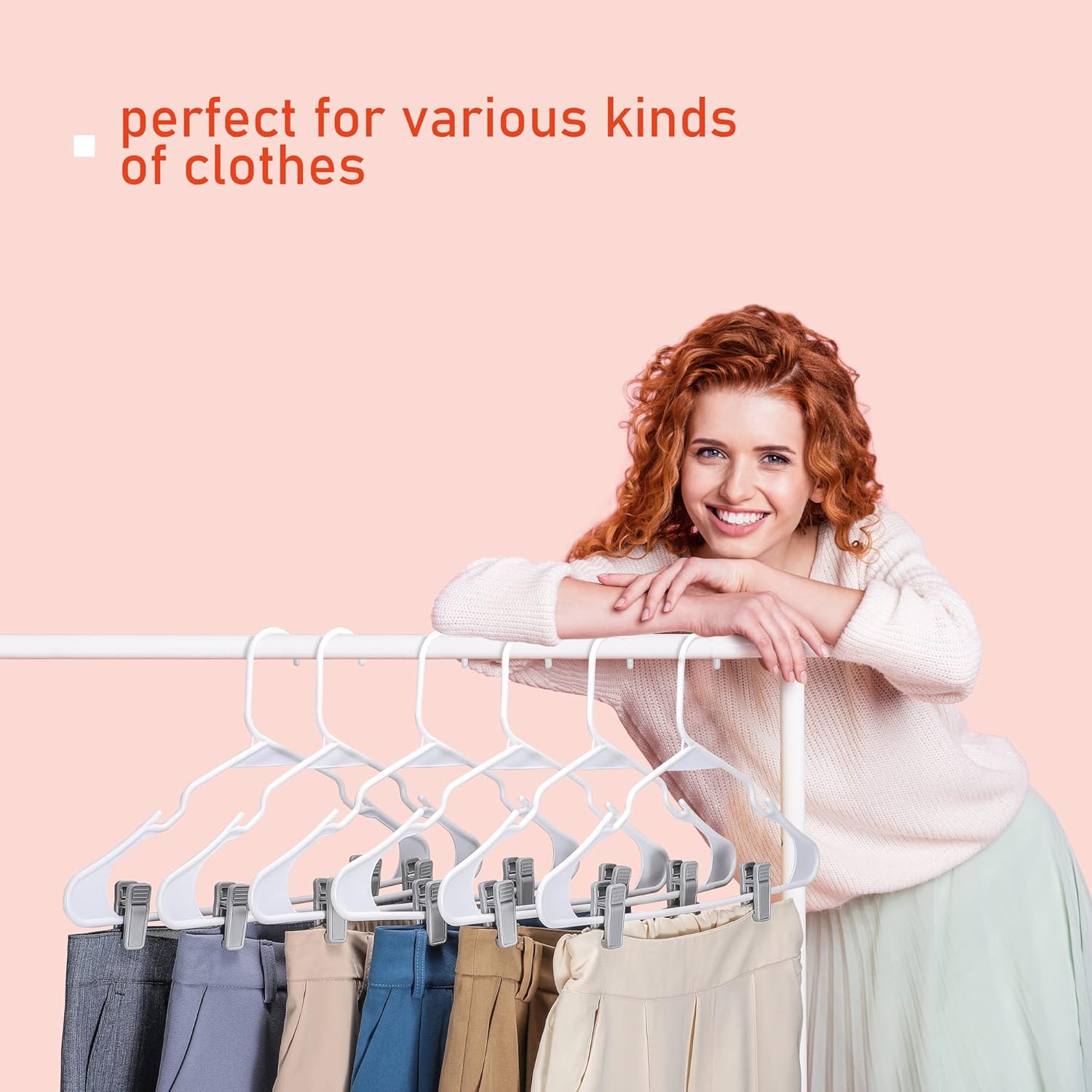 Limited Stock HOUSE DAY Grey Plastic Finger Clips for Hangers, 100 Pack Pants Hanger Clips, Strong Pinch Grip Clips for Use with Slim-line Clothes Hangers, Clips for Velvet Hangers