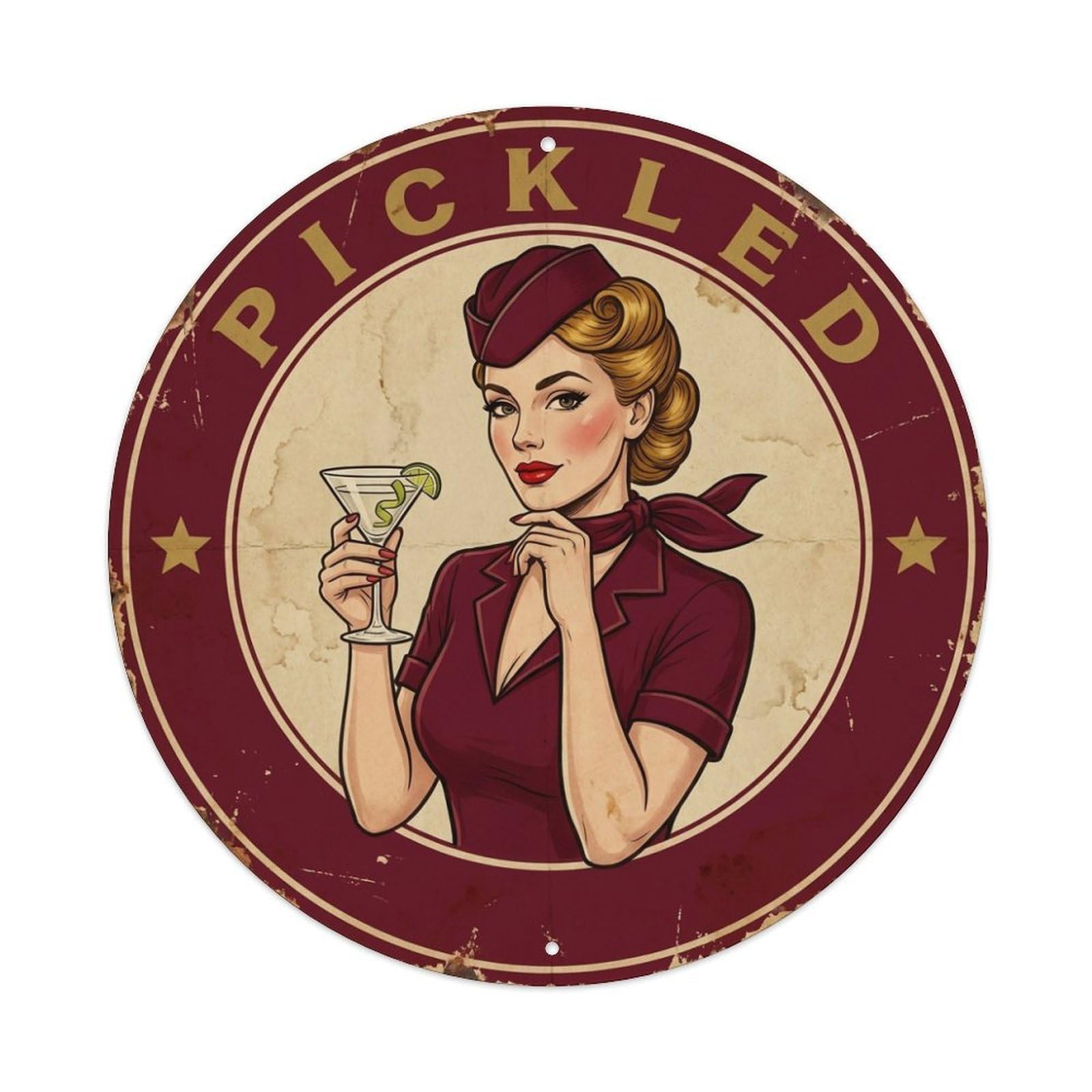 Pickled Flight Attendant Wine Saying Metal Tin Sign
