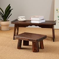 Vista 9 de Taburete de madera, taburete rectangular para mesita de noche, escalera para cocina y baño, taburete reposapiés debajo del escritorio, súper