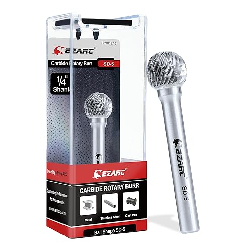 EZARC Broca rotativa de carburo de tungsteno, bola SD-5, rebaba de carburo de doble corte, vástago de 14 de pulgada, broca de corte para trabajo de
