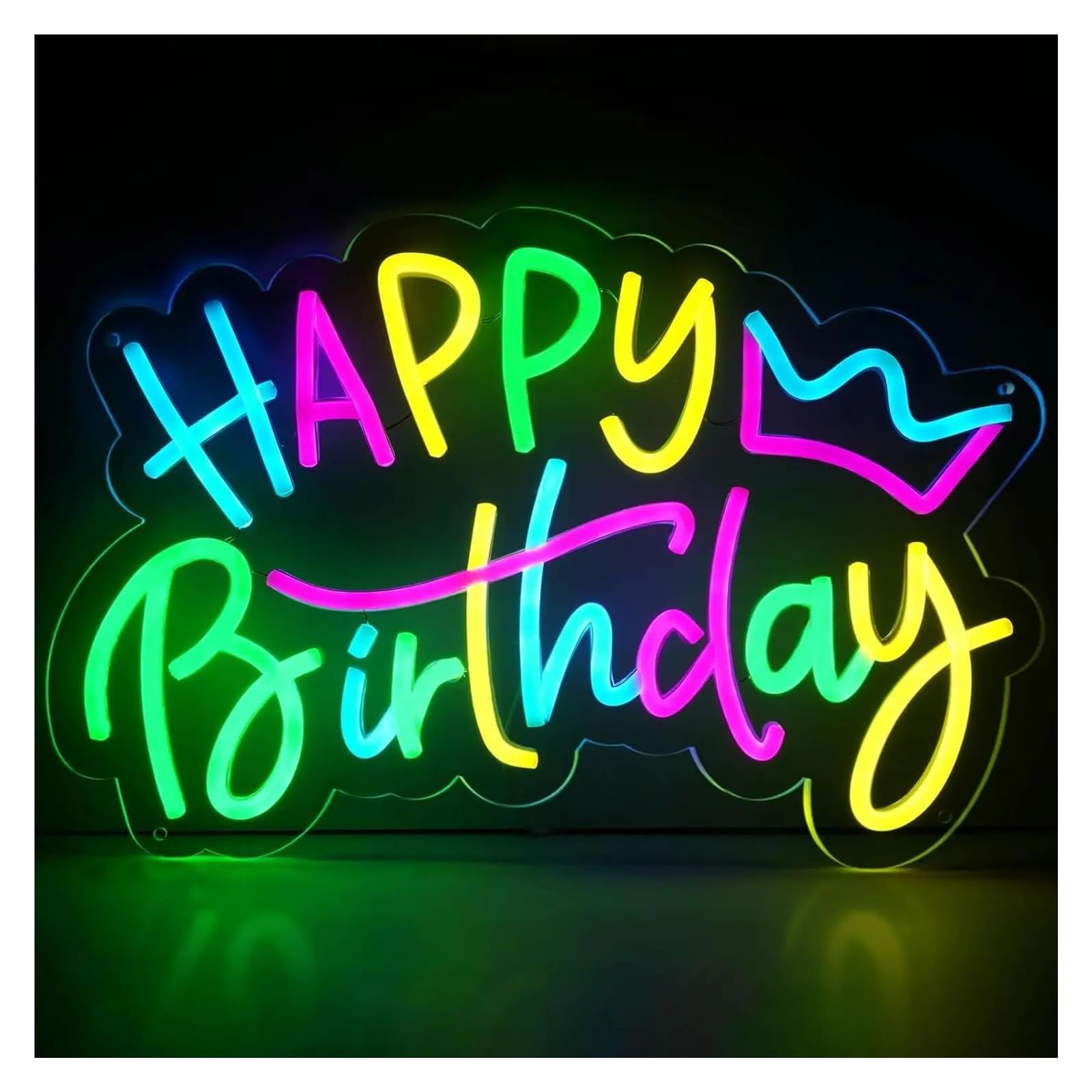 LEMST Sign Lamp Happy Birthday Neon Sign Colorful Light Dimmable USB Powered for Bar Birthday Party Pub Home Wall Decor 38cmx28.5cm