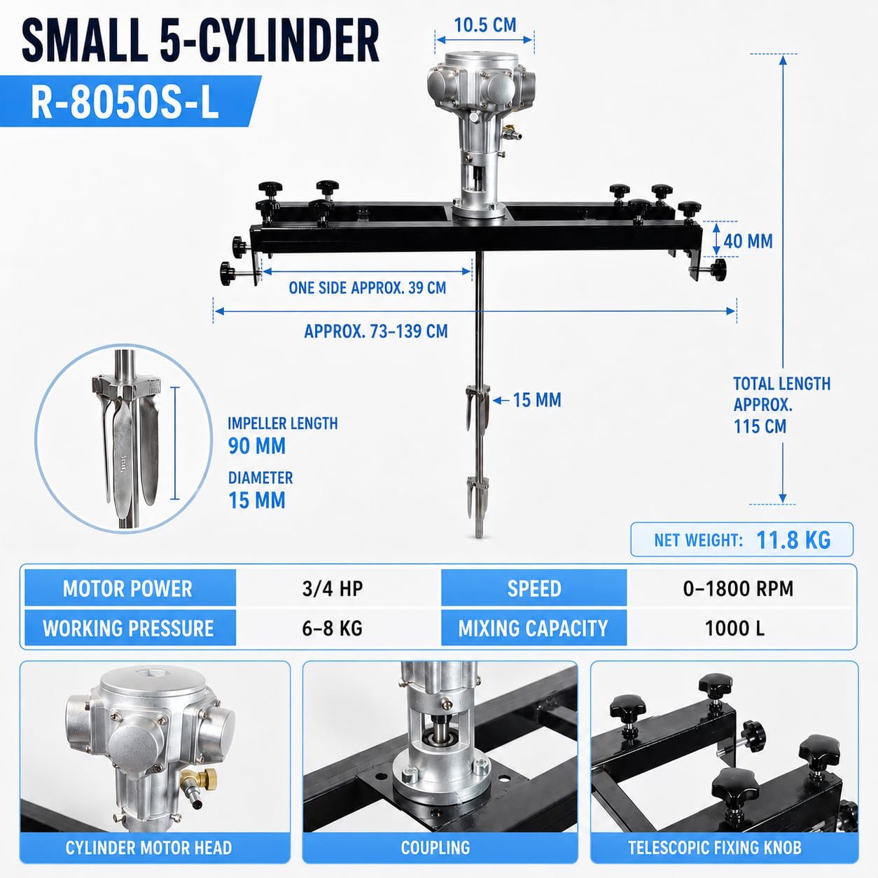 Miscelatore Di Vernice Pneumatico, IBC 1000 L e fusti Small5Cylinders