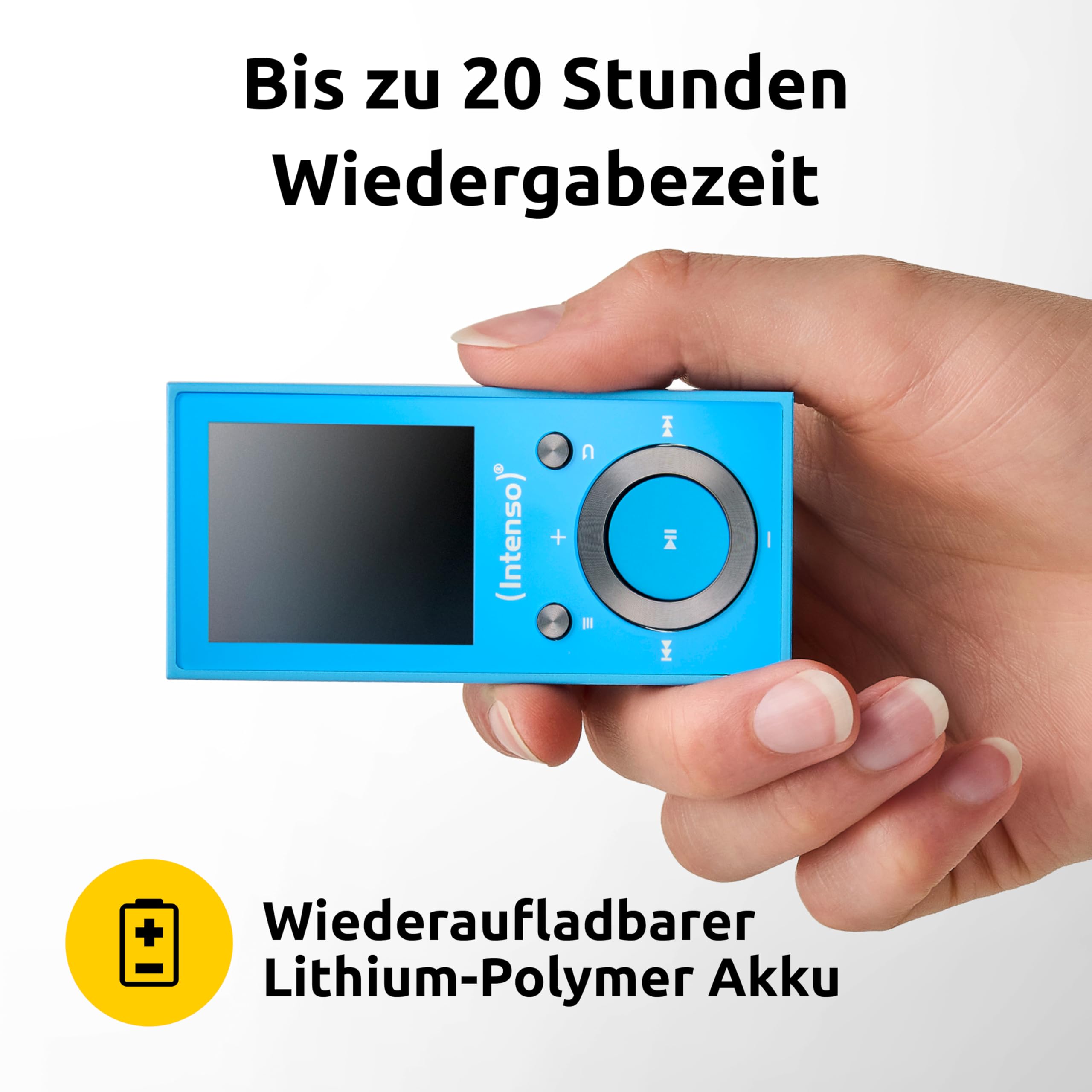 Intenso Video Scooter BT MP3 Player mit Bluetooth 5.0, 1,8 Zoll Farbdisplay, 64 GB microSD, USB-C, bis 18h Akku, inkl. Kopfhörer, blau