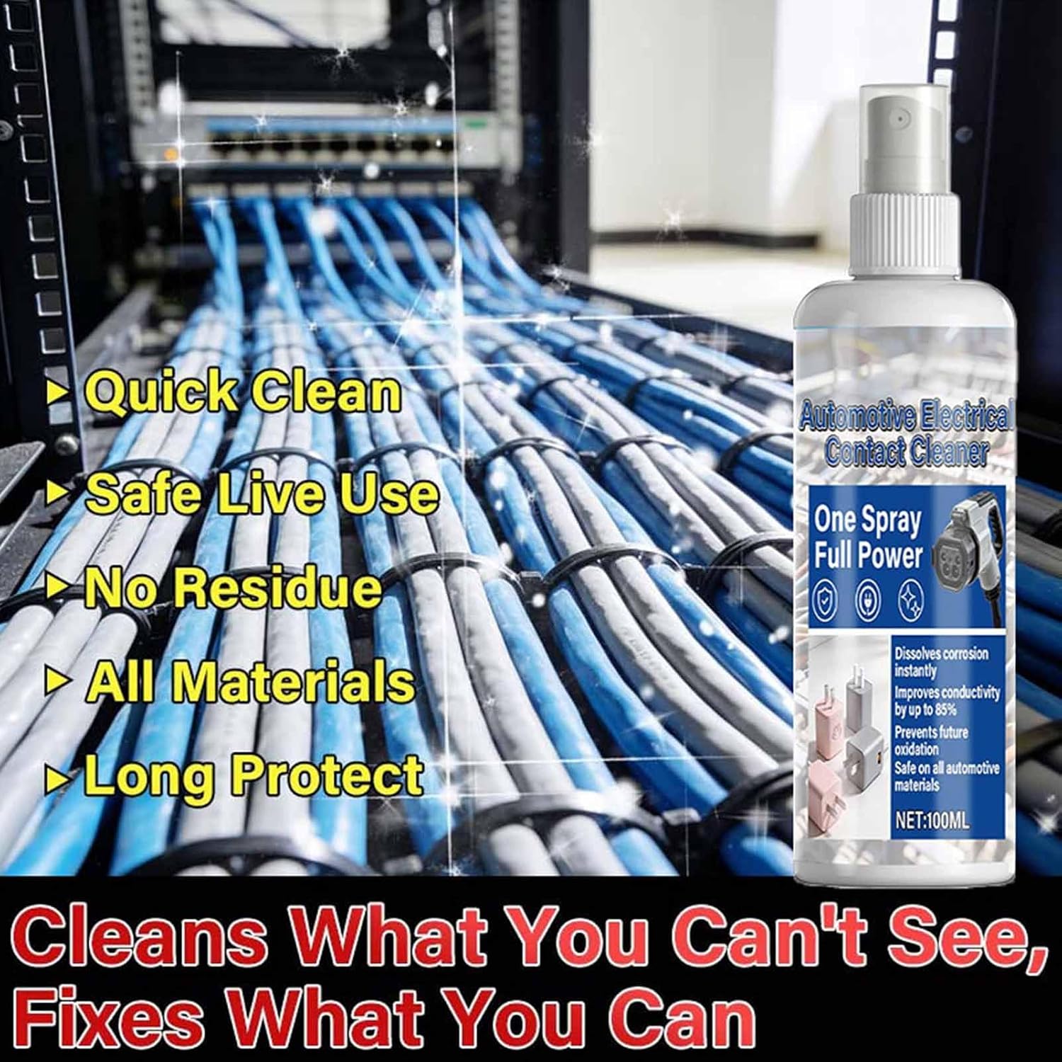 Electronics Cleaner - Fastdrying Electrical Spray, Powerful Contact Cleaning Detail, Circuit Board Battery Terminal Accessory, Car Plug Maintenance Gadget, Home Workshop Automotive Use Utility