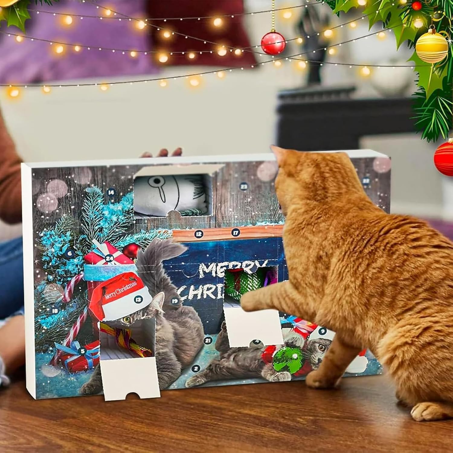 Cat Advent Calendar 2025, 24 PCS Interactive Christmas Toys for Indoor Cats Xmas Countdown Calendar with Feather Wand, Balls - Image 2