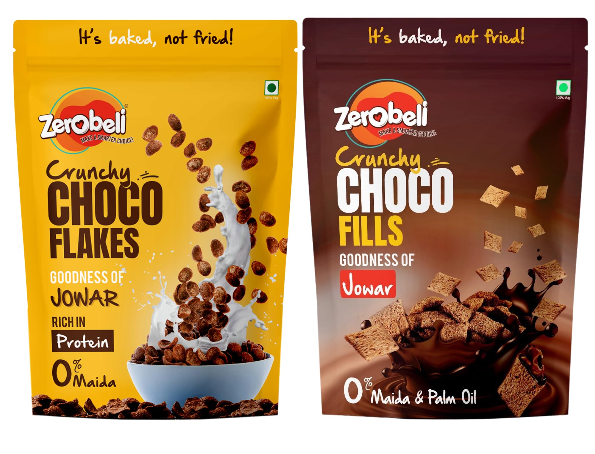 Zerobeli Combo Pack of Choco Flakes 460g and Multigrain Chocolate Filled Choco Fills 400g | Made with Jowar, Rice, and Whole Wheat | No Maida, No Palm Oil | Delicious and Healthy Snacks for Kids and Adults | Crunchy Choco Flakes and Rich Chocolate Fi (B0CNLXZ4WB) Amazon Price History, Amazon Price Tracker