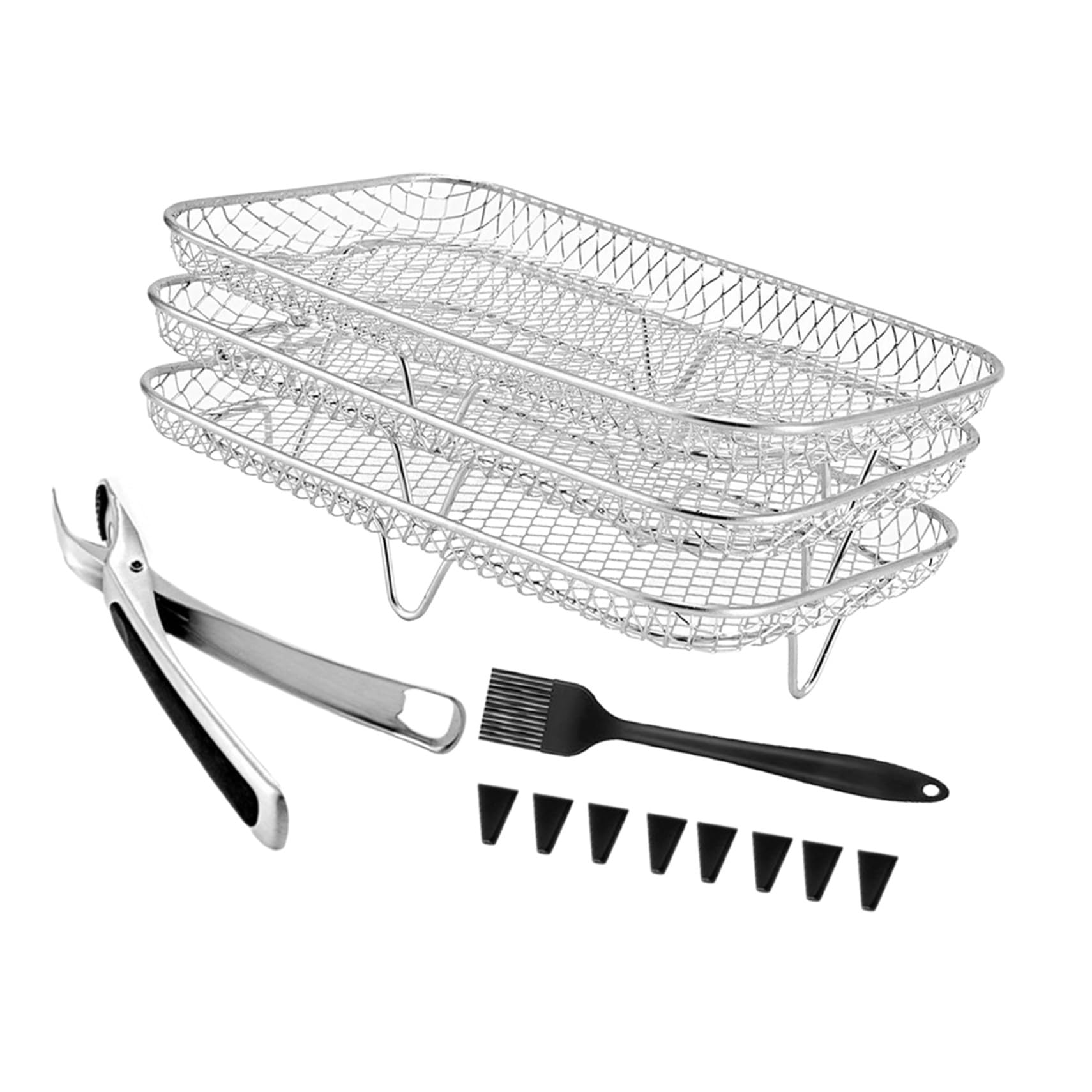 SHINEOFI Rejilla Accesorios para Airfryer Aire de Freidora para Acero Inoxidable de 3 Capas Segura y Conveniente y Soporte Versátil Cocinar en Familia