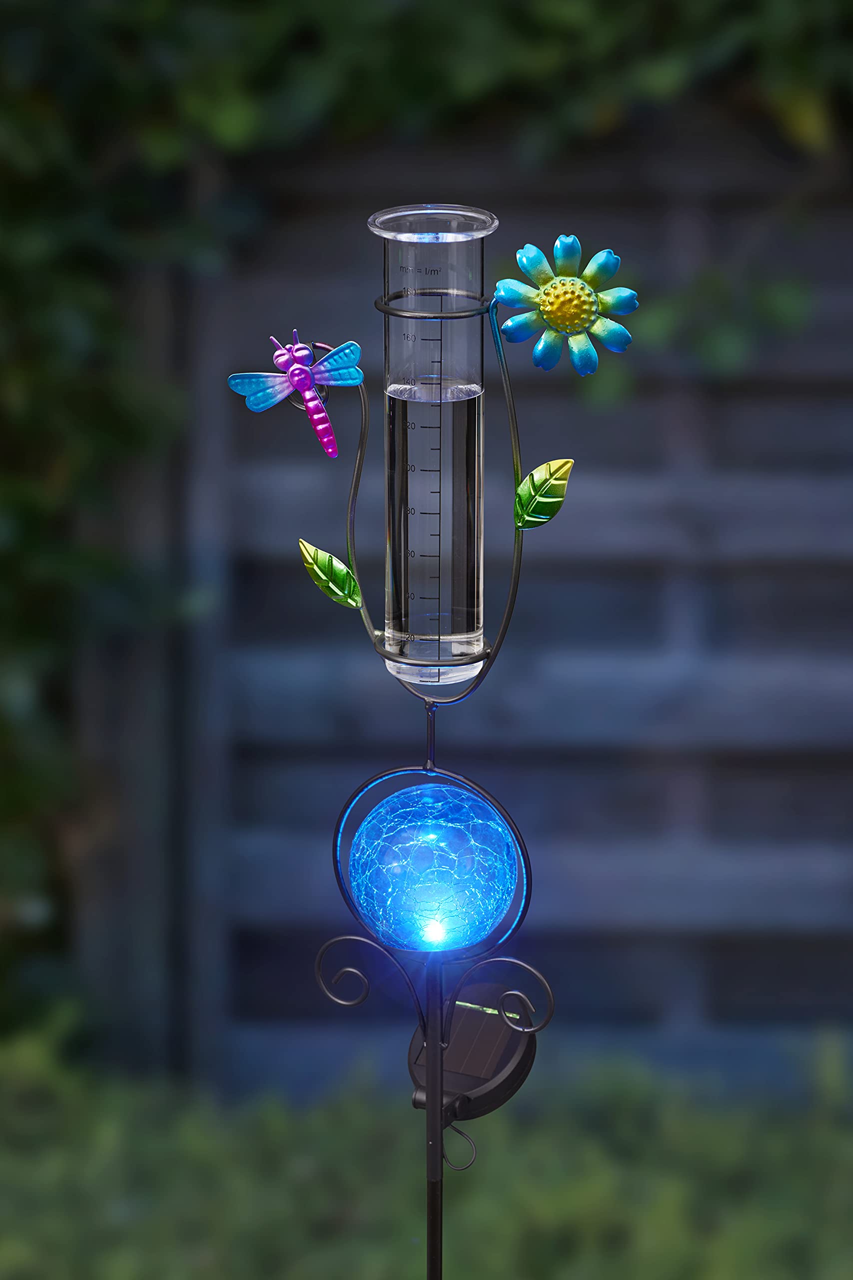 Bonetti Rain Gauge with LED Lights for the Garden, 2-in-1 Function