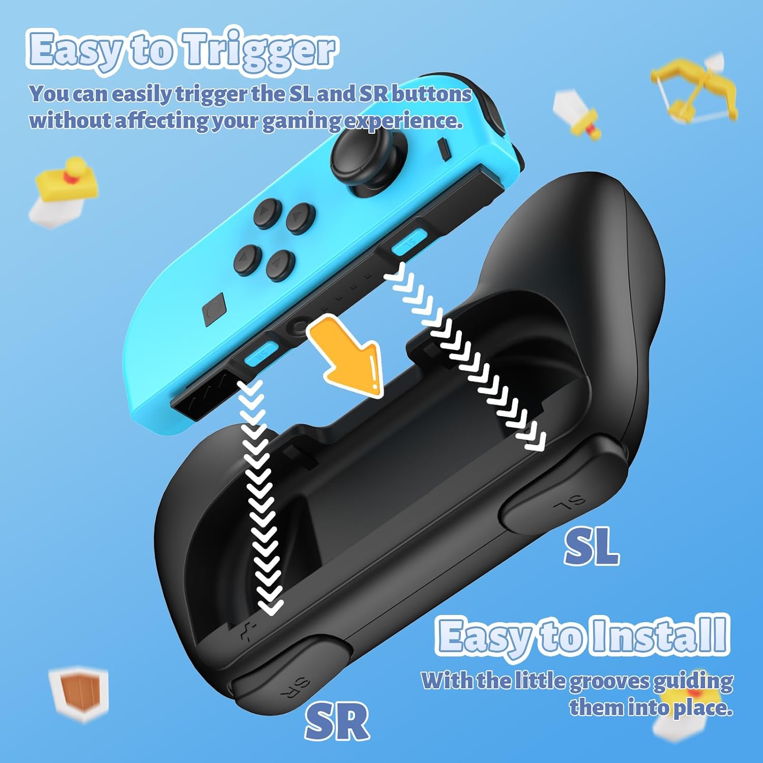 FASTSNAIL Grips Compatible with Nintendo Switch for Joy Con & OLED Model for Joycon, Wear-Resistant Handle Kit and Non-Slip Thumb Grips for Switch Joycon 1 Controller 2 Pack (Black) - Image 6