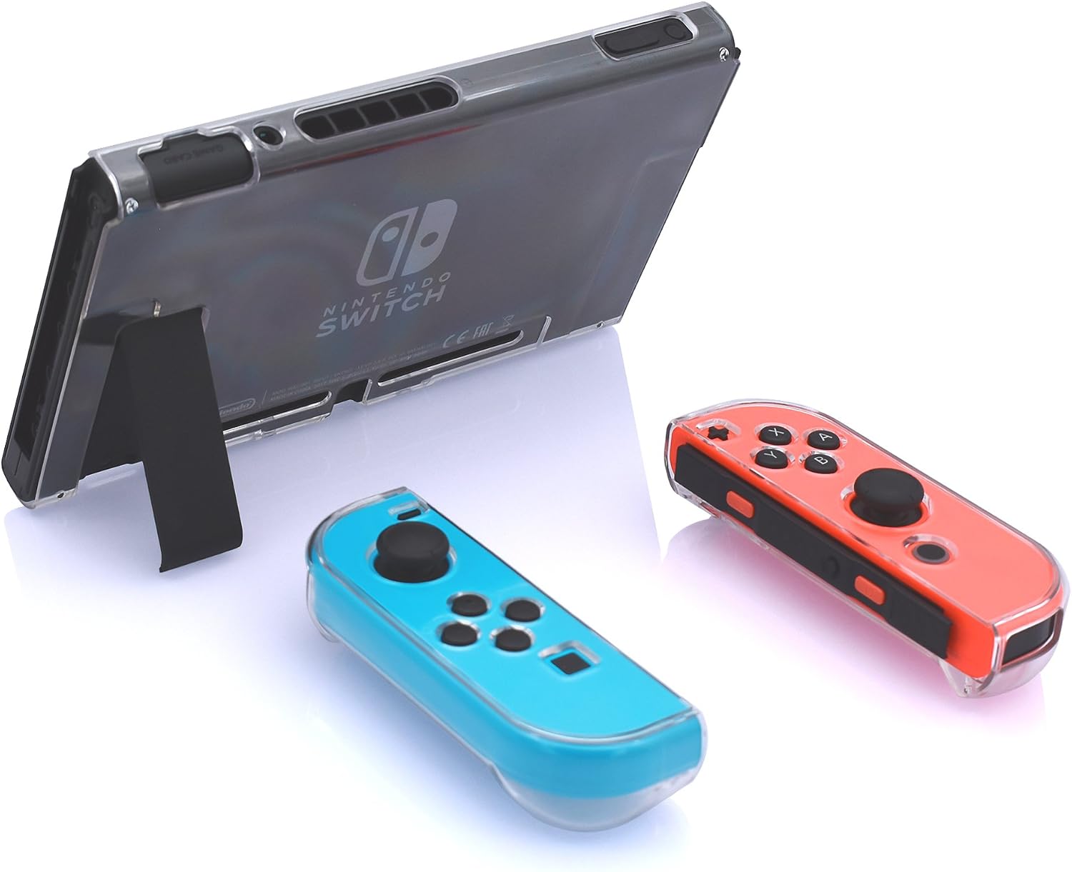 Dockable Case Compatible with Nintendo Switch, FYOUNG Protective Accessories Cover Case for Switch and for Switch Joycons with Thumbstick Caps- Clear