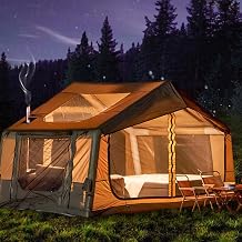 EROMMY 97 SQFT Inflatable Tent for 6 Person, Blow Up Tent with Clear Skylight, Pump & Stove Jack, Waterproof Spacious Luxury Design for 4 Season Camping & Hiking, Green
