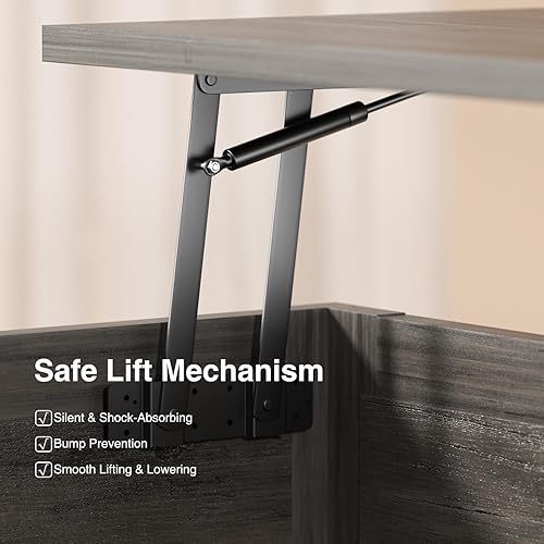 Vista 6 de Vabches - Mesa de centro elevable de 35.4 pulgadas, mesas de café cuadradas estilo granja con almacenamiento para sala de estar, mesa central