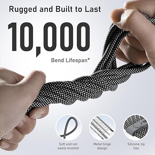 Miniatura 6 de Cable USB C a USB C de 10 pies, 240 W, cable USB C giratorio de 180, cable de carga trenzado tipo C, carga rápida para iPhone 1616Pro16Plus16ProMax,