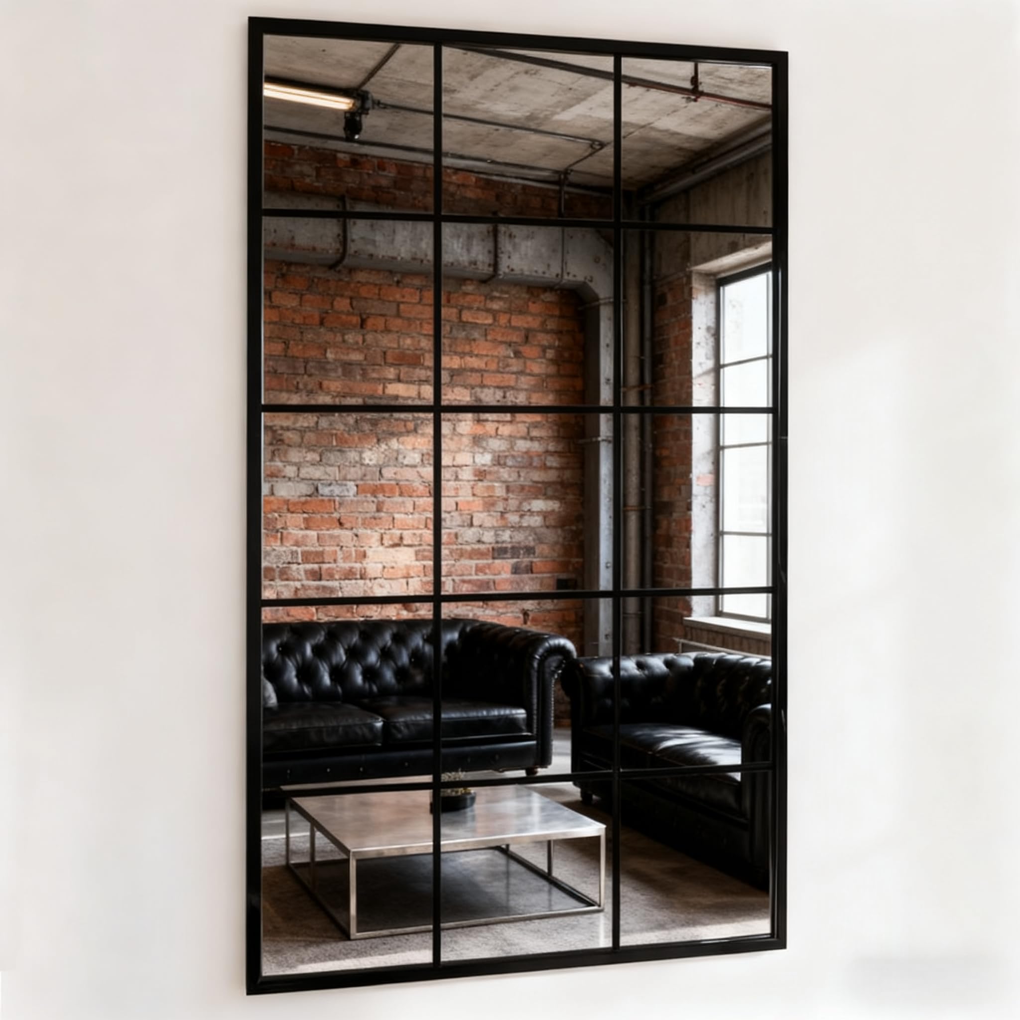 Gecheer Wandspiegel, spiegel garderobespiegel gangspiegel kapspiegel hangspiegel decoratieve spiegel zwart 100x40 cm metaal
