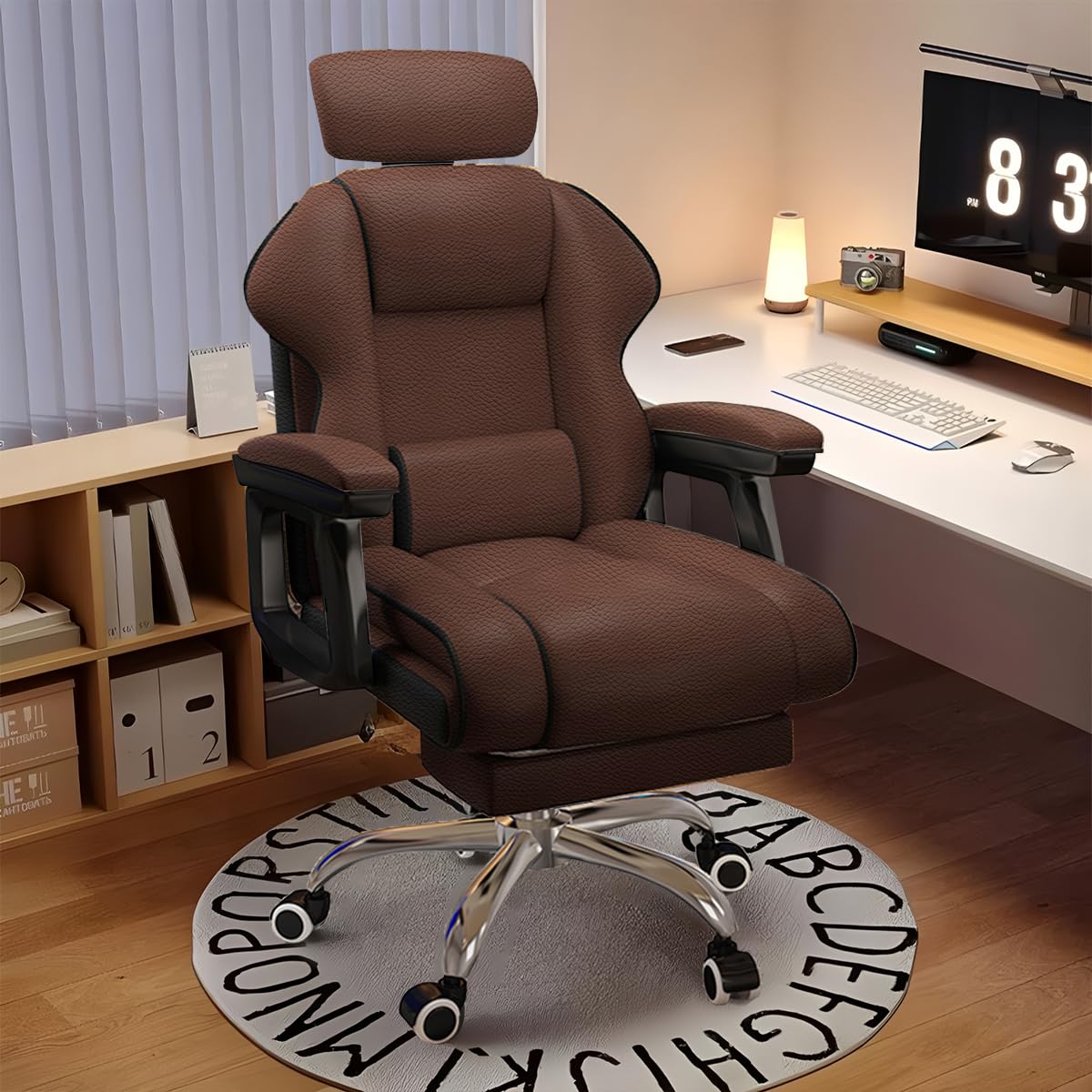 WXJHL Executive Office Chair, Reclining Office Chair with Footrest ，Ergonomic Computer Desk Chair with Lumbar Support, Big and Tall Home Desk Chair, High Back Gaming Chair for Office Home Study